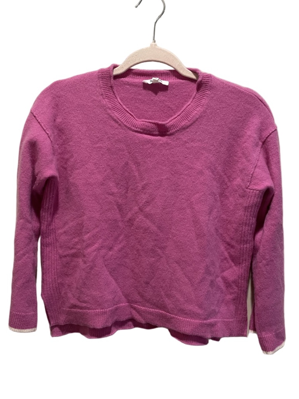 Splendid 100% Cashmere crop pink 3/4 sleeve sweater. Size S.